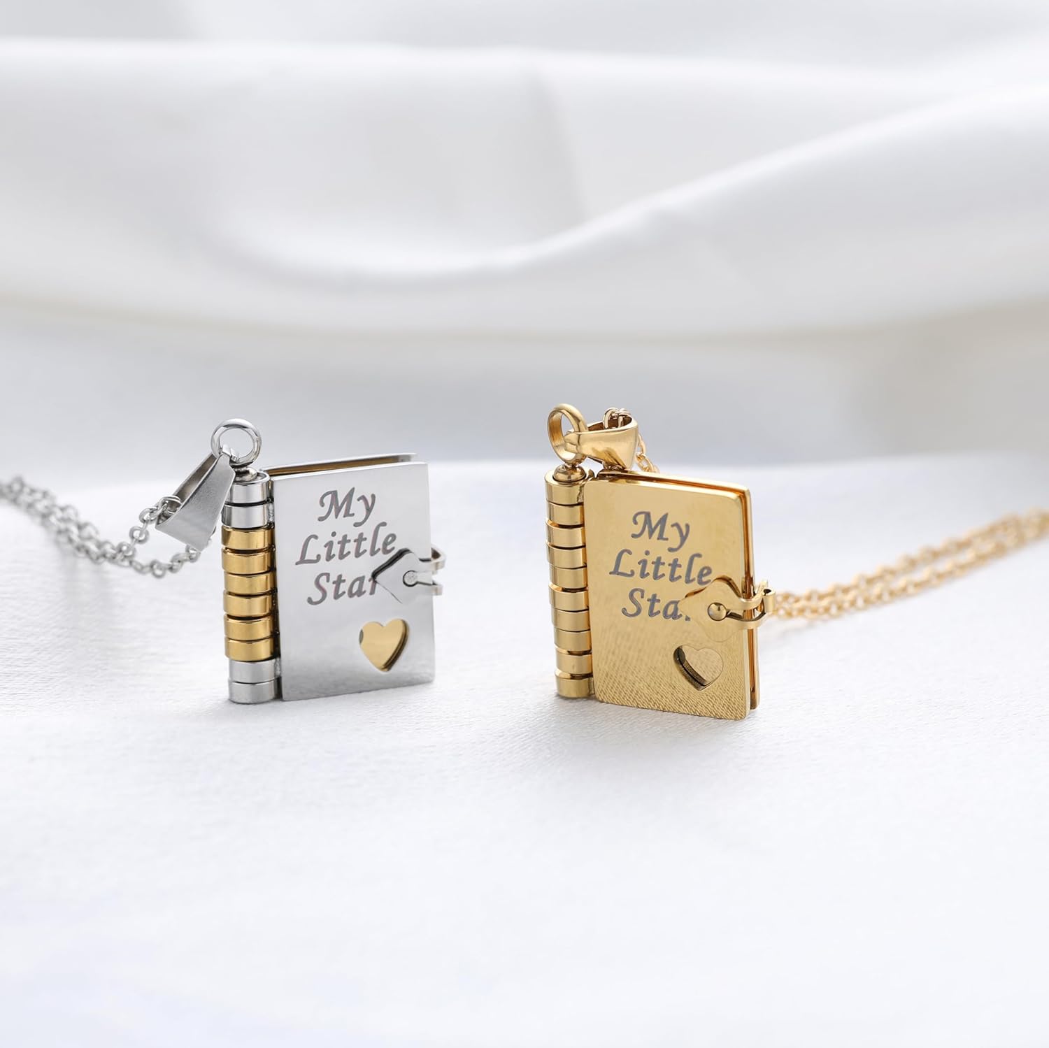 Incredible Dɑughter Jewelry Daughter Love Book Necklace Laser Engraved Necklace for Daughter Page Book Pendant in Stainless Steel Gift from Mom Dad Son · v39