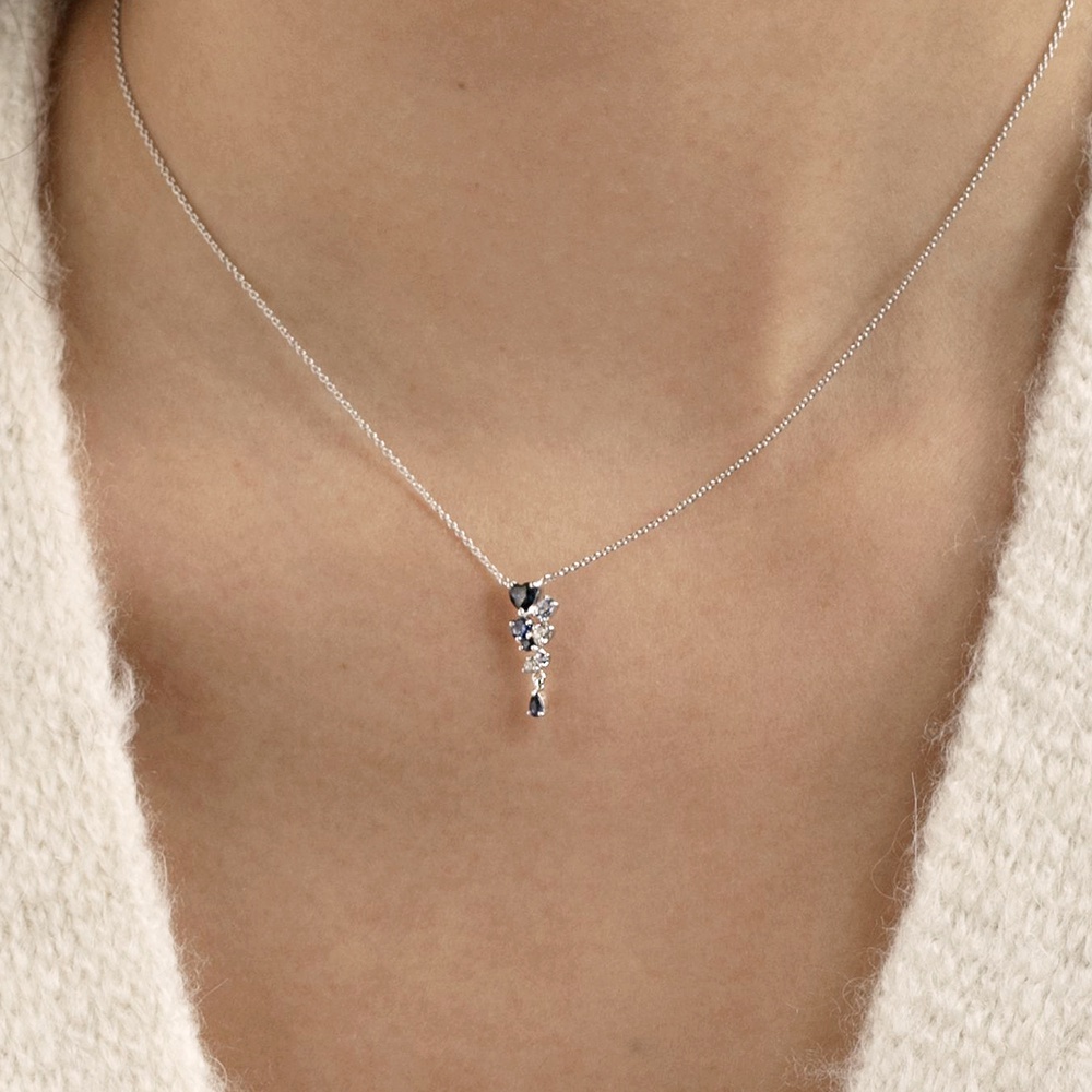 SK Jewellery Waterfall Gem Necklace (Yellow, Orange and White Sapphire) · v2