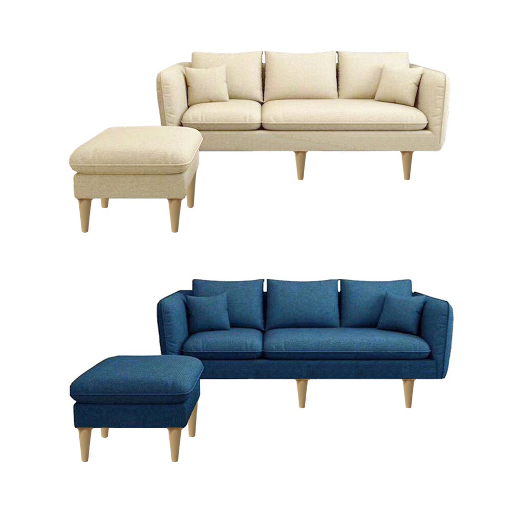 Living Mall Darwin Japanese Inspired PU Leather And Fabric Sofa Set With Ottoman in 8 Colors · v2