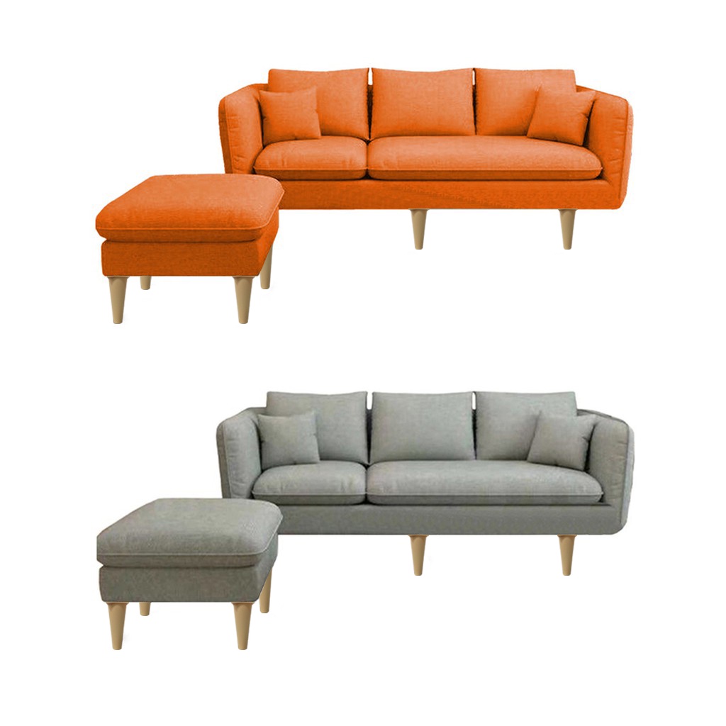 Living Mall Darwin Japanese Inspired PU Leather And Fabric Sofa Set With Ottoman in 8 Colors · v2