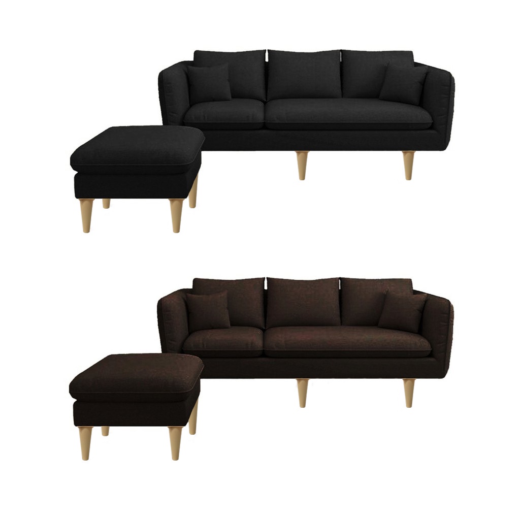 Living Mall Darwin Japanese Inspired PU Leather And Fabric Sofa Set With Ottoman in 8 Colors · v2