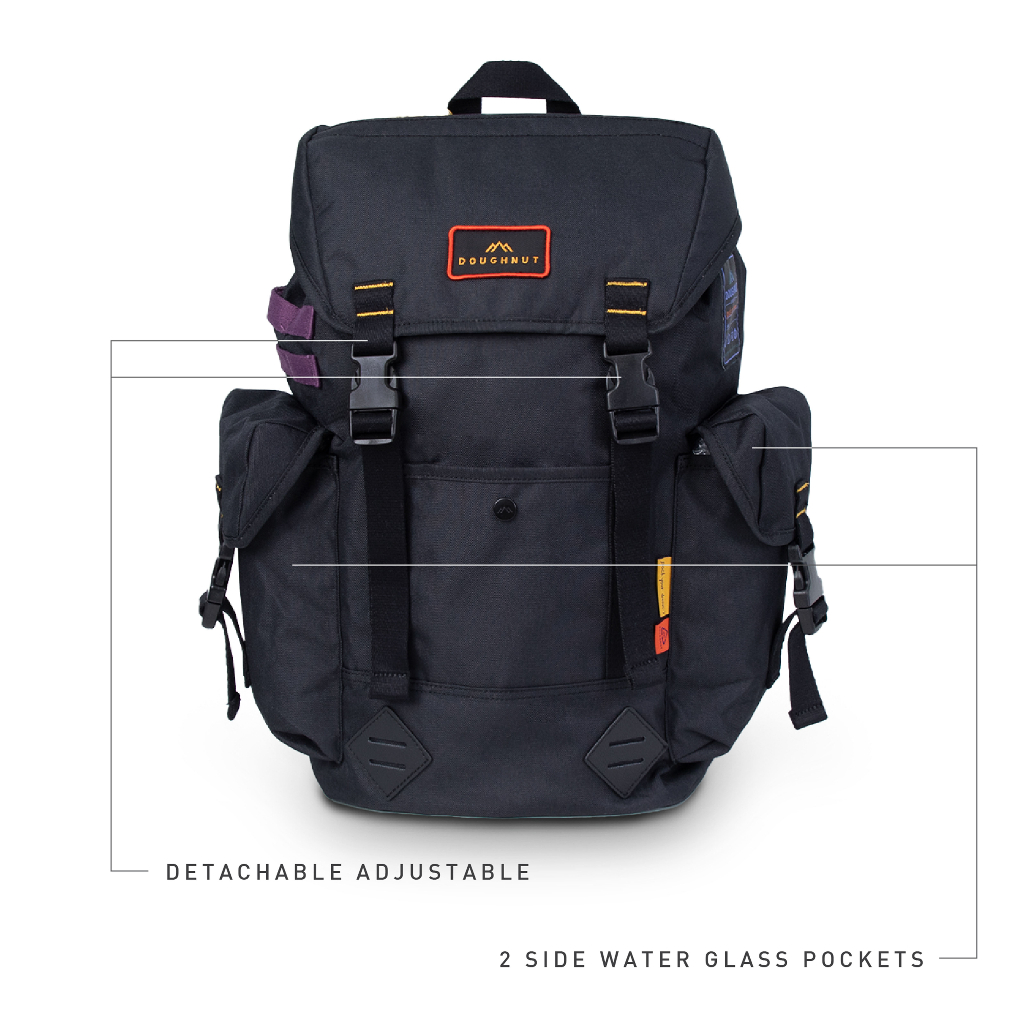 Doughnut Grounder Happy Camper Series 26.5L Unisex Travel School College Lightweight Commute Casual Daypacks Drawstring Bag Backpack · v4