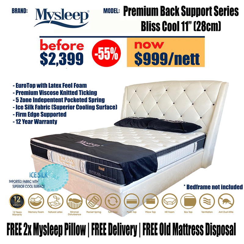Sleepee | Mysleep Comfort Cool - 12" inch (30cm) Pillow-Top Latex Feel Foam Imported Ice Silk Fabric Mattress · v3