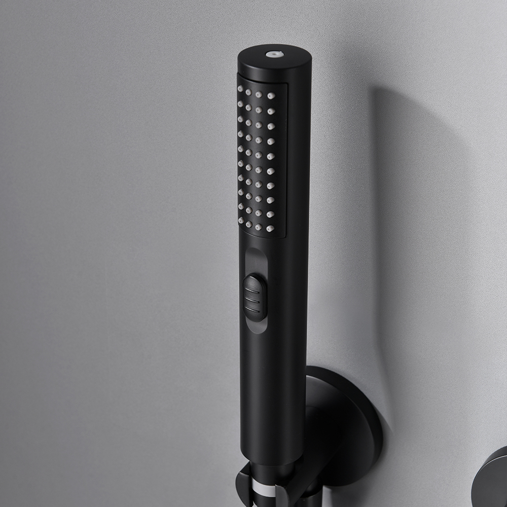 Bathroom Rainfall Shower System Bath Black Mixer Tap Set Luxury Matt Hot Cold With Brass Arm Diverter Valve High Pressure