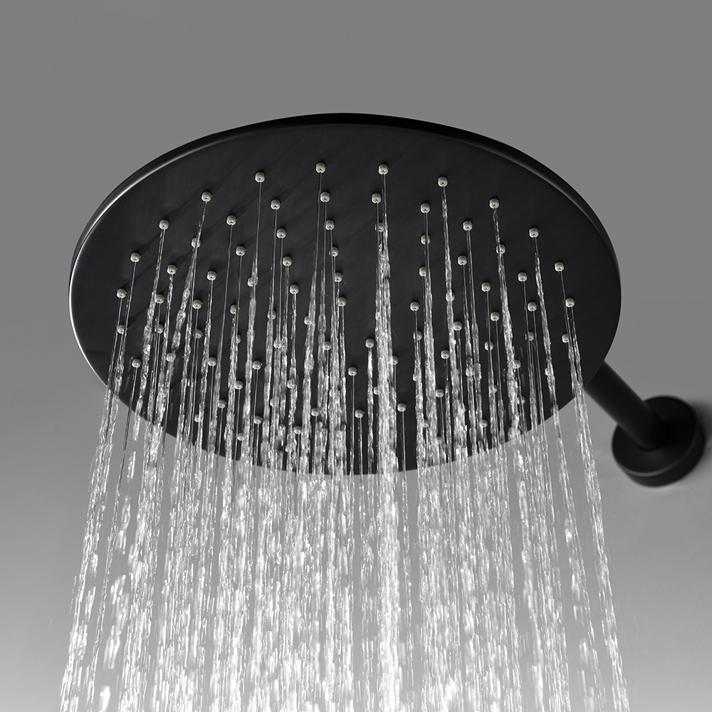 Bathroom Rainfall Shower System Bath Black Mixer Tap Set Luxury Matt Hot Cold With Brass Arm Diverter Valve High Pressure