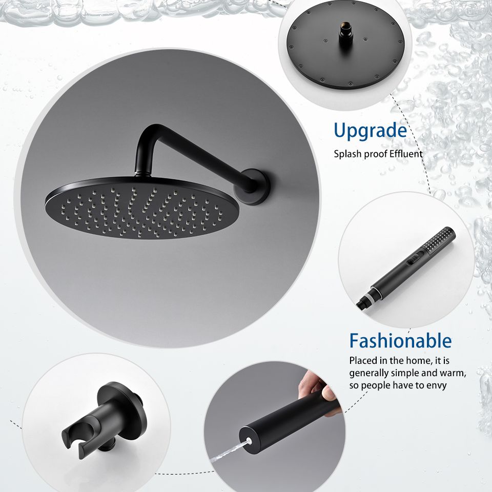 Bathroom Rainfall Shower System Bath Black Mixer Tap Set Luxury Matt Hot Cold With Brass Arm Diverter Valve High Pressure