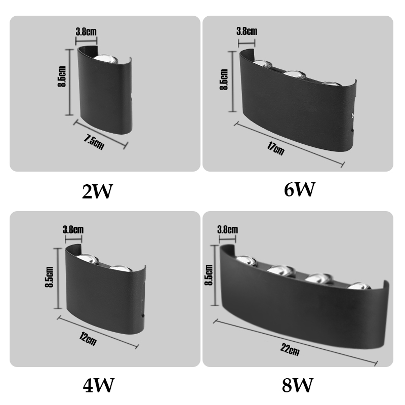 Lampu LED dinding Interior lampu lampu IP65 tahan air desor 110V220V Aluminium atas dan bawah pencahayaan untuk taman rumah