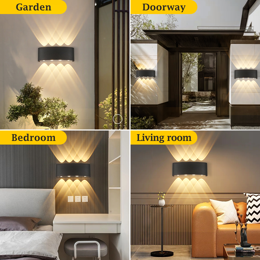 Lampu LED dinding Interior lampu lampu IP65 tahan air desor 110V220V Aluminium atas dan bawah pencahayaan untuk taman rumah