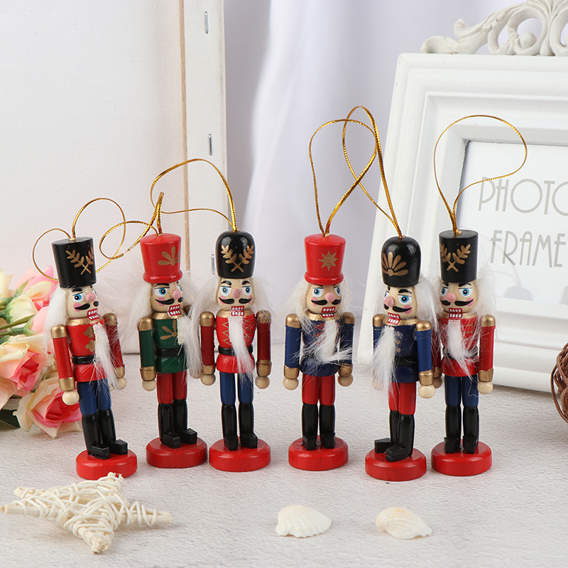 2020 Year 10cm Wooden Nutcracker Doll Soldier Puppet Christmas Kids Gifts New Year Christmas Tree Pendant Ornaments Decoration
