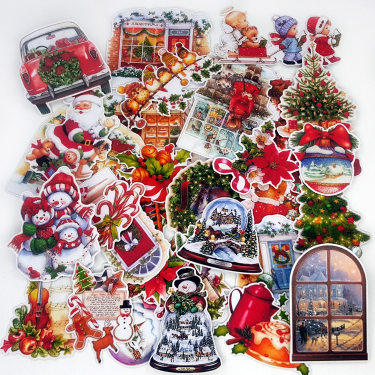 33PCS Christmas Kids Fun Paper Stickers Homemade Bookkeeping Decals on Laptop / Decorative scrapbooking / DIY · v2