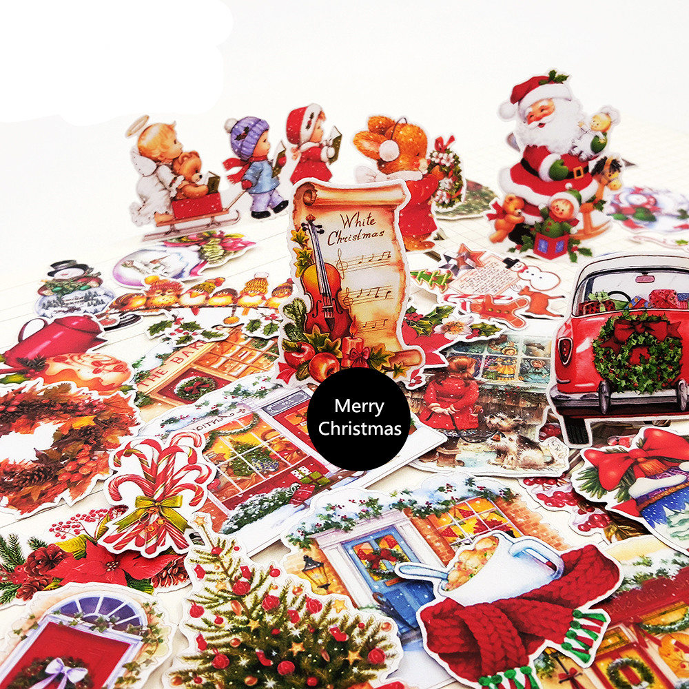 33PCS Christmas Kids Fun Paper Stickers Homemade Bookkeeping Decals on Laptop / Decorative scrapbooking / DIY · v2