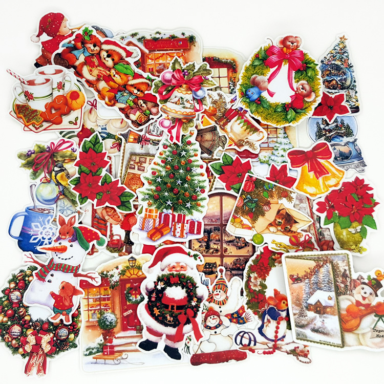 33PCS Christmas Kids Fun Paper Stickers Homemade Bookkeeping Decals on Laptop / Decorative scrapbooking / DIY · v2