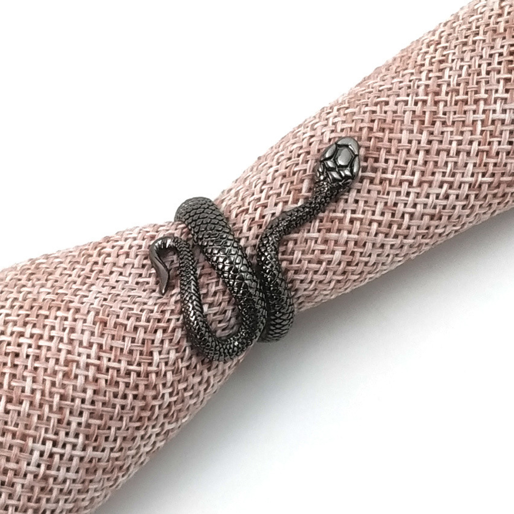 Anillo retro punk con forma de serpiente para hombre y mujer, exagerado, color plata envejecida, moda, personalidad, personalidad, apertura estereoscópica, anillos ajustables
