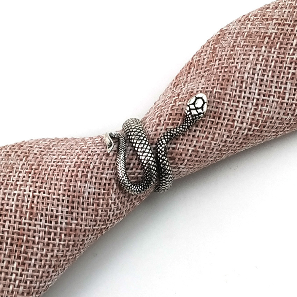 Anillo retro punk con forma de serpiente para hombre y mujer, exagerado, color plata envejecida, moda, personalidad, personalidad, apertura estereoscópica, anillos ajustables