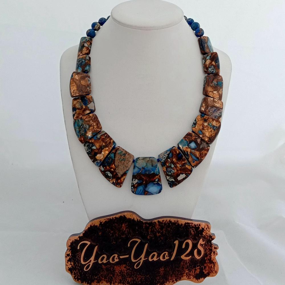 YYGEM 19''  Mixed Color Sea Sediment Imperial Jasper Graduated Necklace