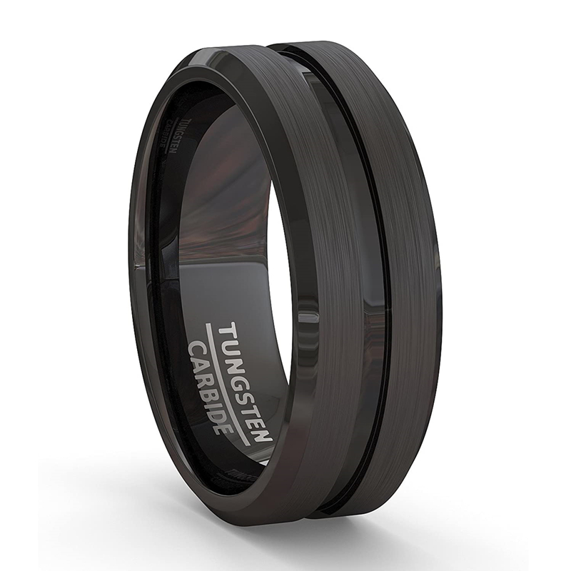 8mm Men Rings Jewelry Black Groove Matte Stainless Steel Wedding Engagement Party Gift Anniversary Rings Jewelry · v2