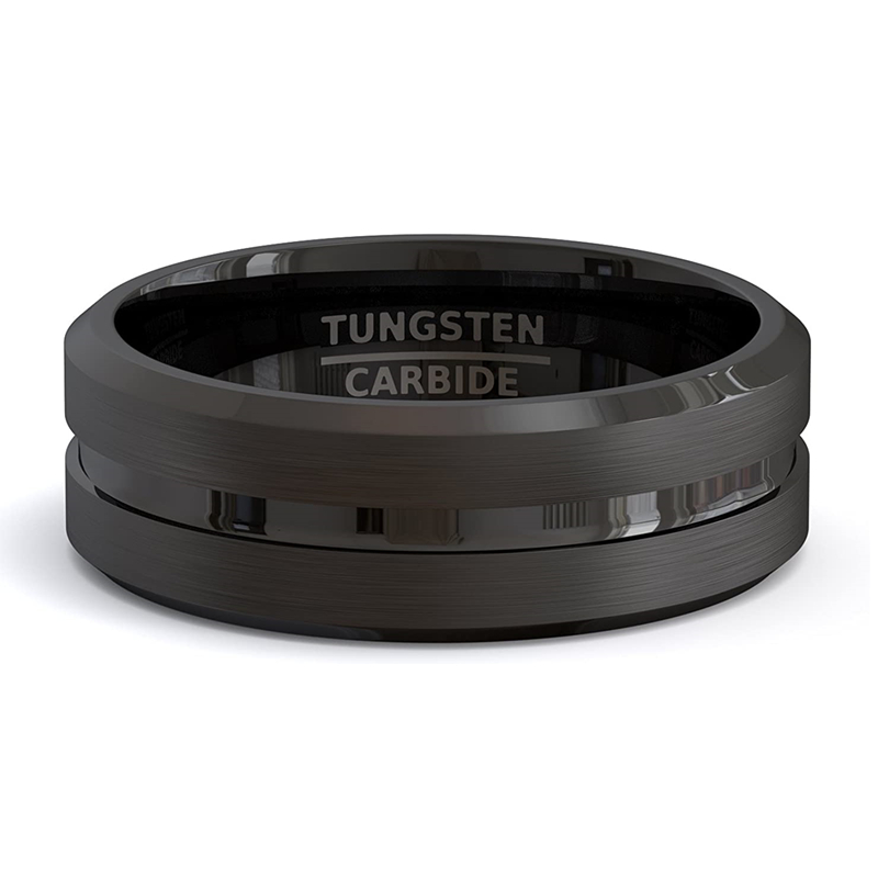 8mm Men Rings Jewelry Black Groove Matte Stainless Steel Wedding Engagement Party Gift Anniversary Rings Jewelry · v2