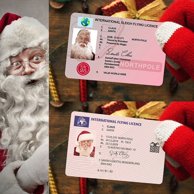 Creative Santa Claus Flight License Christmas Eve Driving Licence Christmas Gifts for Children Kids Christmas Tree Decoration · v2