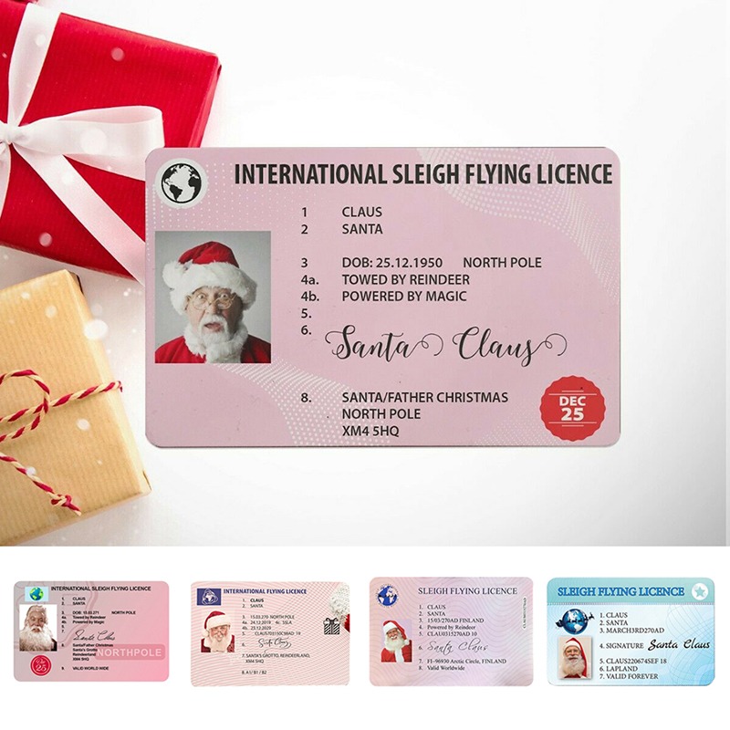Creative Santa Claus Flight License Christmas Eve Driving Licence Christmas Gifts for Children Kids Christmas Tree Decoration · v2