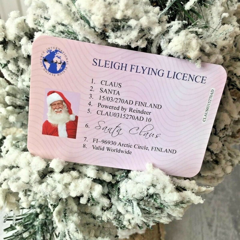 Creative Santa Claus Flight License Christmas Eve Driving Licence Christmas Gifts for Children Kids Christmas Tree Decoration · v2