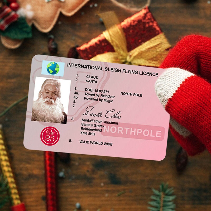 Creative Santa Claus Flight License Christmas Eve Driving Licence Christmas Gifts for Children Kids Christmas Tree Decoration · v2