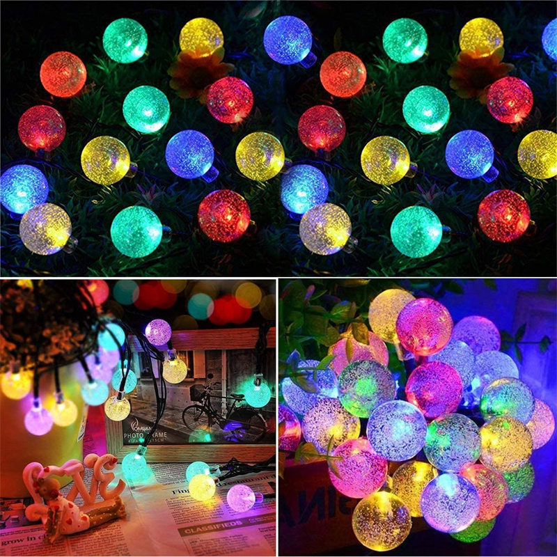Lampu luar surya lampu luar bola kristal, dengan pesta kebun cahaya teras, selamat natal dekorasi tahun baru