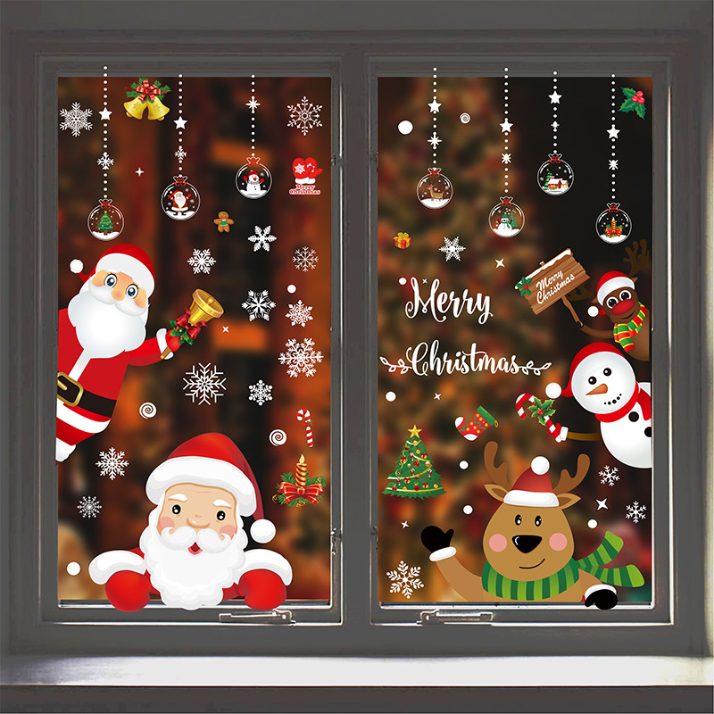 Christmas Santa Claus Window Stickers Wall Ornaments Christmas Pendant Merry Christmas For Home Decor New Year Stickers 2022 · v2