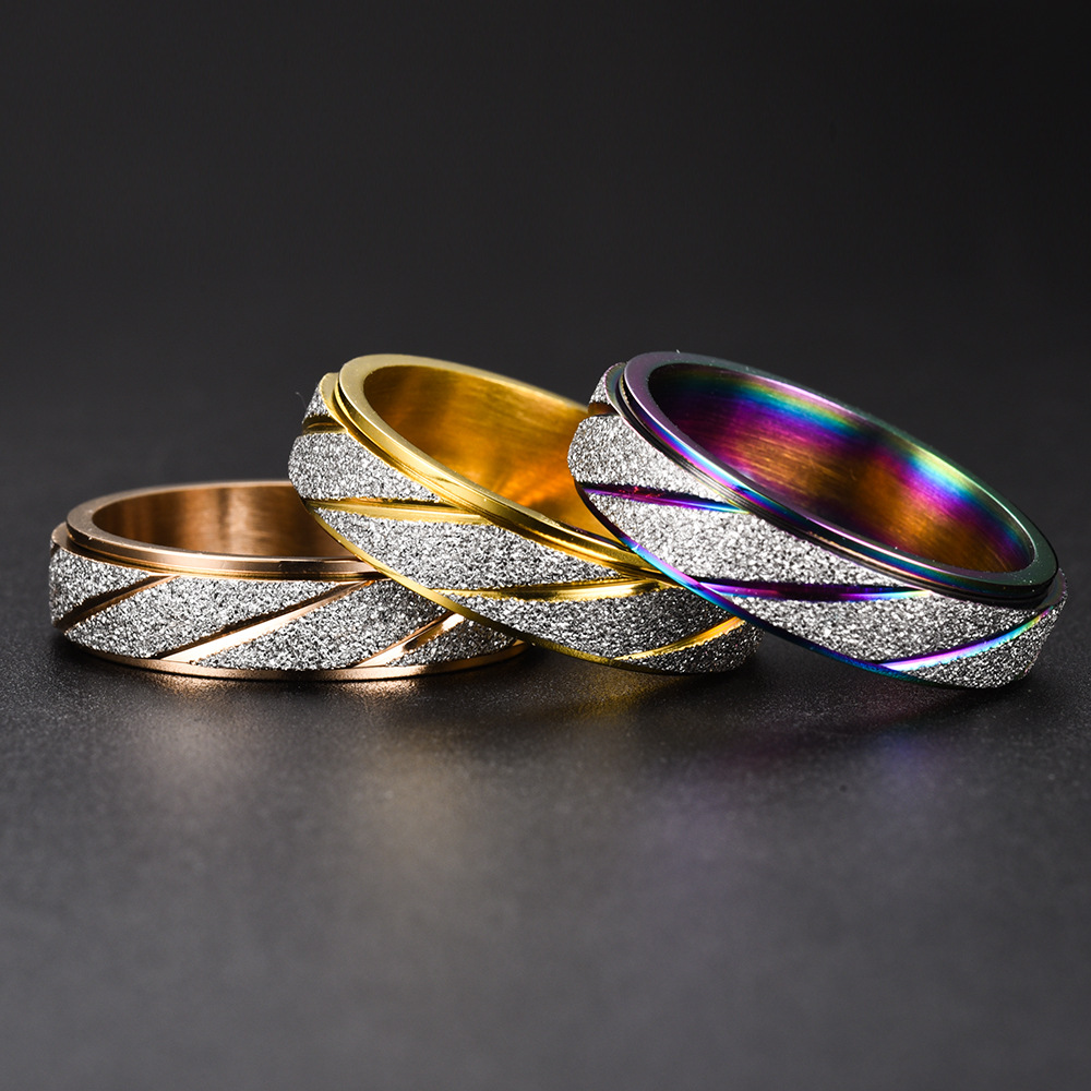 Anxiety Ring For Women Men Moon Fidgets Rings 2022 Trend Punk Rings y2k Jewelry Stainless Steel Anti Stress Ring Rotate Gift · v2