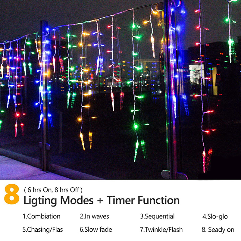 Christmas lights Glowing Small Icicle Lights Christmas Indoor Outdoor Decoration Curtains LED Waterfall Star Fairy Lights String · v2