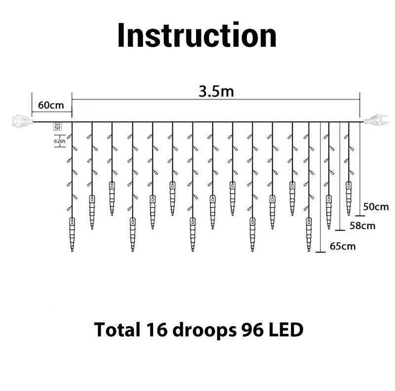 Guirnalda de luces navideñas pequeñas y brillantes en forma de carámbano navideñas, decoración de interiores y exteriores, cortinas LED, cascada, estrella