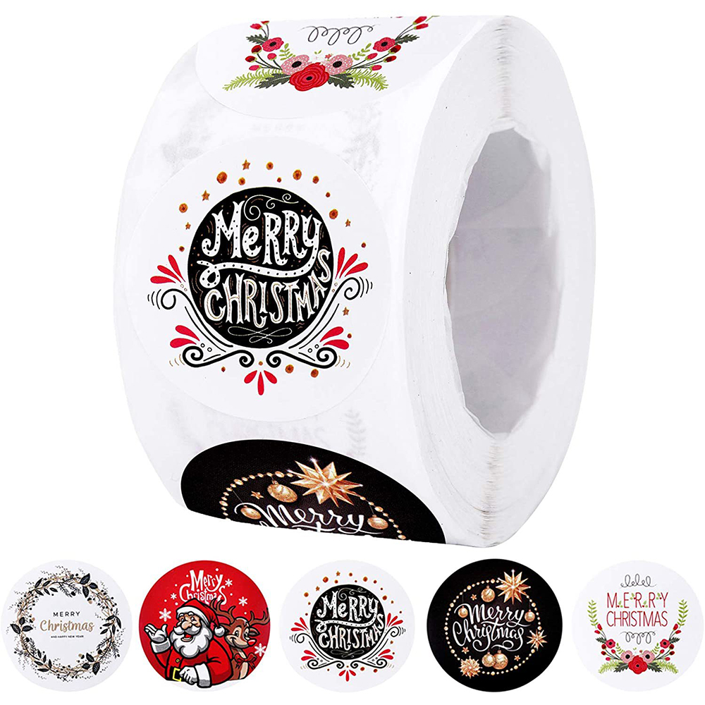 100-500PCS Merry Christmas Stickers Santa Claus Christmas Pattern Design Christmas Gift Package Decor Labels 1inch · v2
