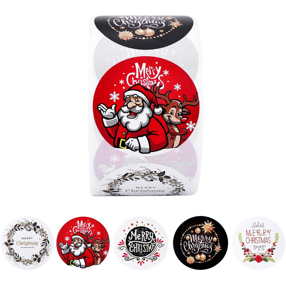 100-500PCS Merry Christmas Stickers Santa Claus Christmas Pattern Design Christmas Gift Package Decor Labels 1inch · v2