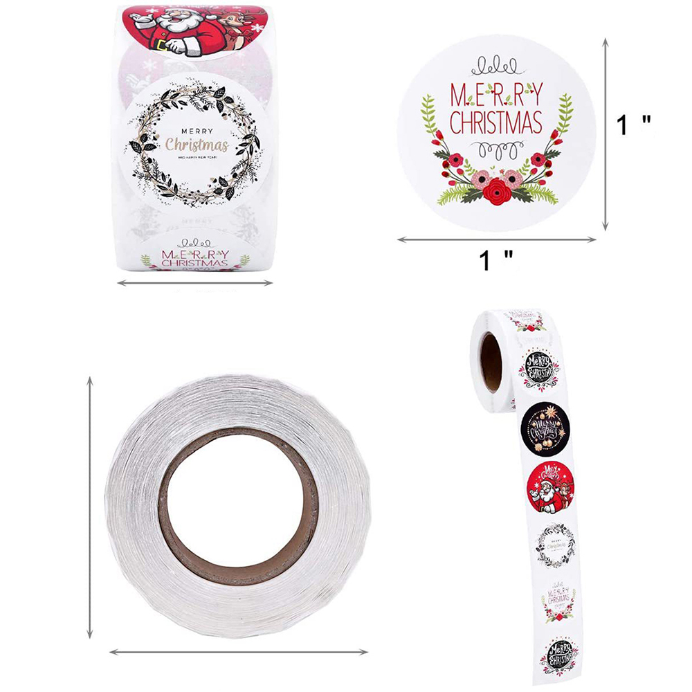 100-500PCS Merry Christmas Stickers Santa Claus Christmas Pattern Design Christmas Gift Package Decor Labels 1inch · v2