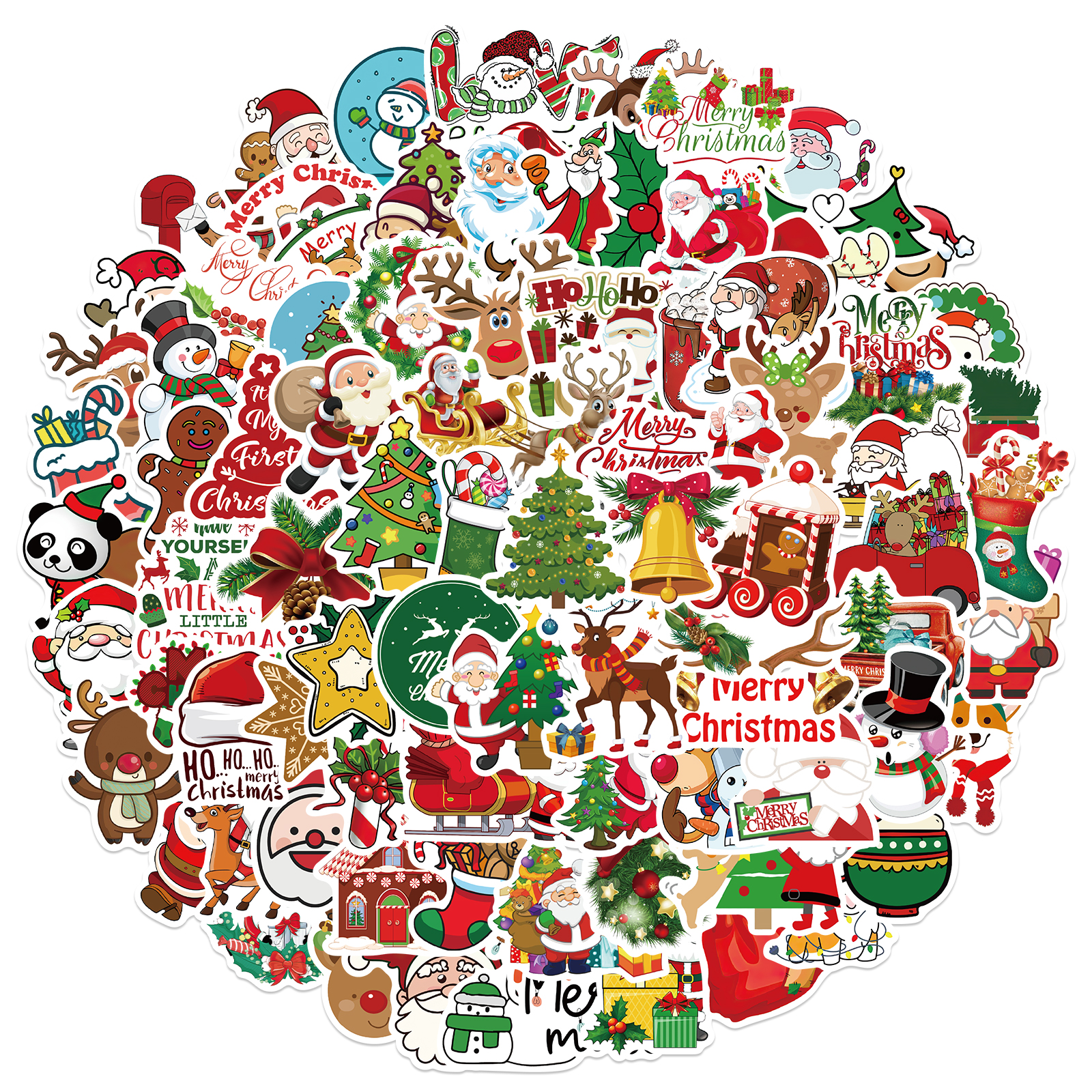 10/50/100pcs New Year Merry Christmas Stickers Deer Santa Claus Snowman Children Gift Decal DIY for Skateboard Luggage Suitcase · v2