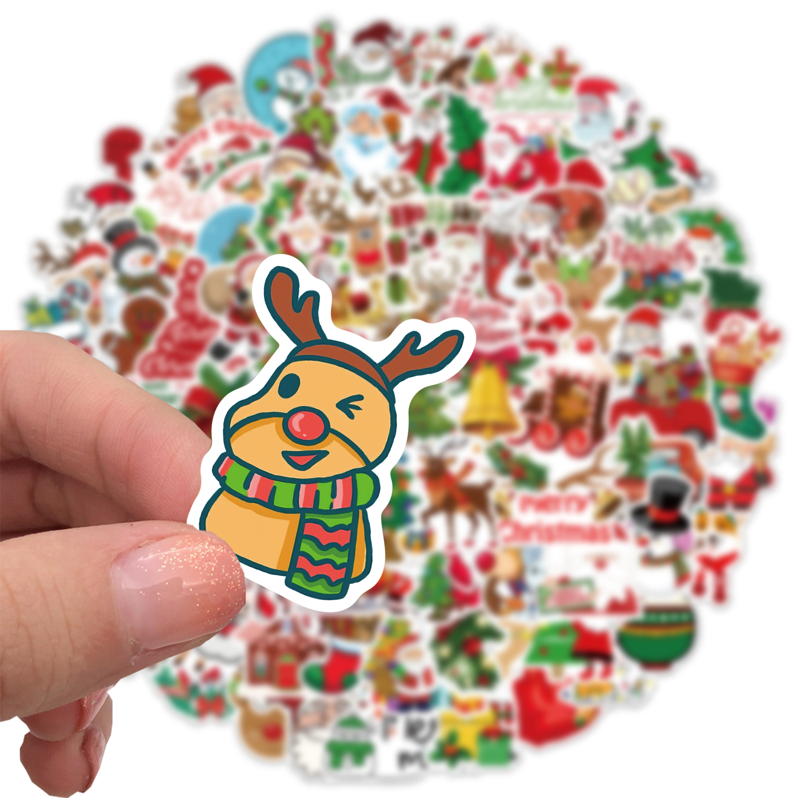 10/50/100pcs New Year Merry Christmas Stickers Deer Santa Claus Snowman Children Gift Decal DIY for Skateboard Luggage Suitcase · v2