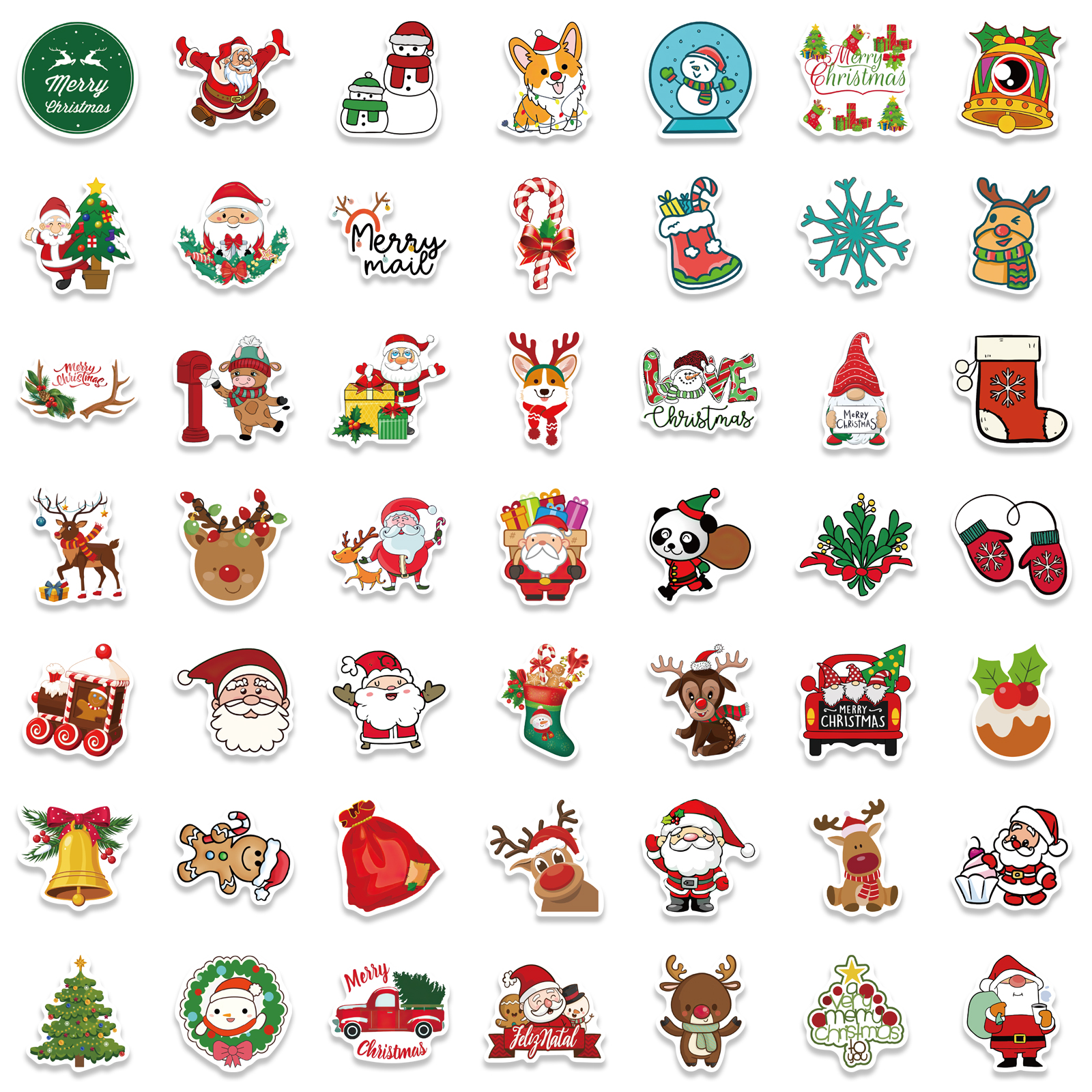 10/50/100pcs New Year Merry Christmas Stickers Deer Santa Claus Snowman Children Gift Decal DIY for Skateboard Luggage Suitcase · v2