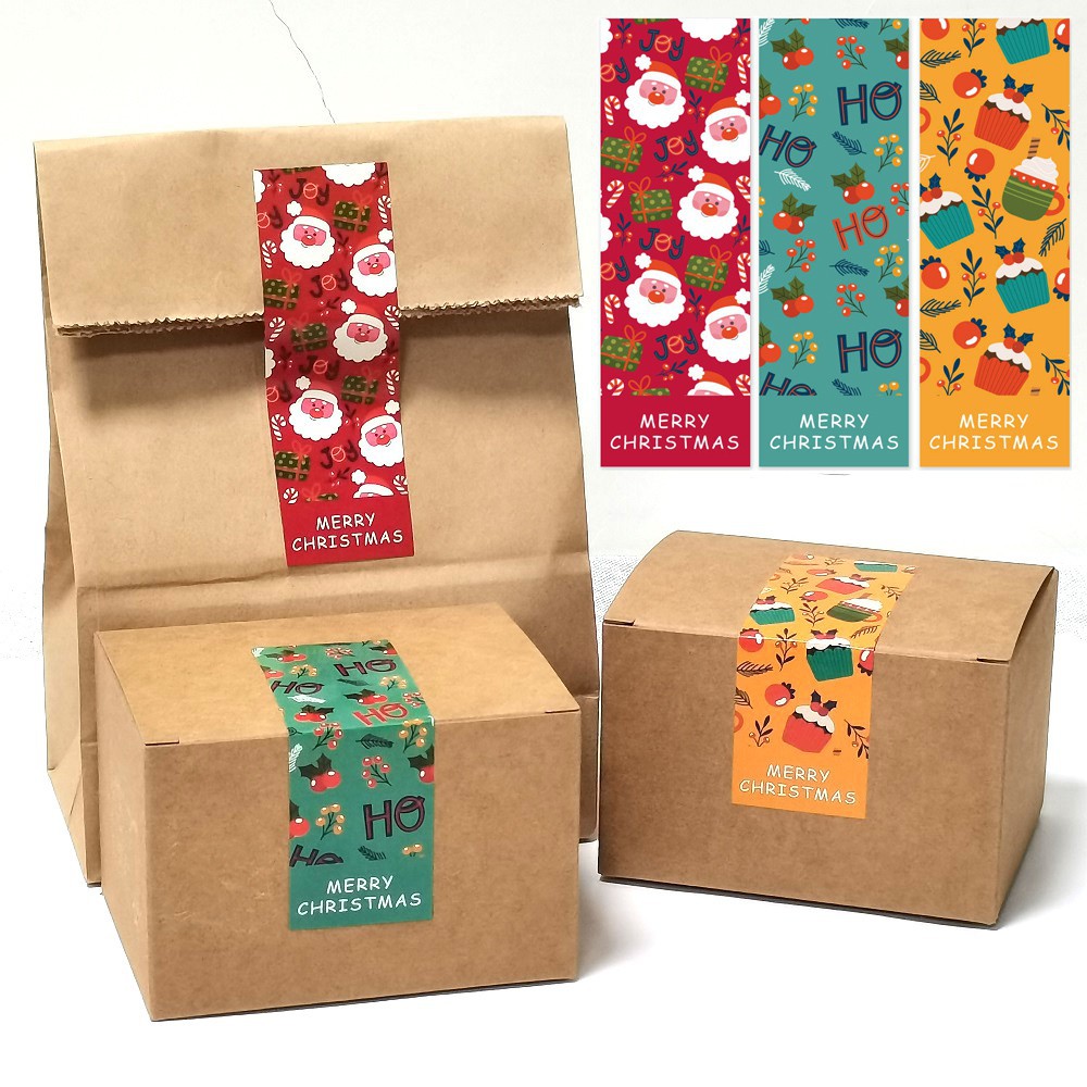 30-60Pcs Cute Merry Christmas Stickers 3 Style Red Christmas Decorative Stickers Wrapping Gift Box Label Christmas Tag · v2