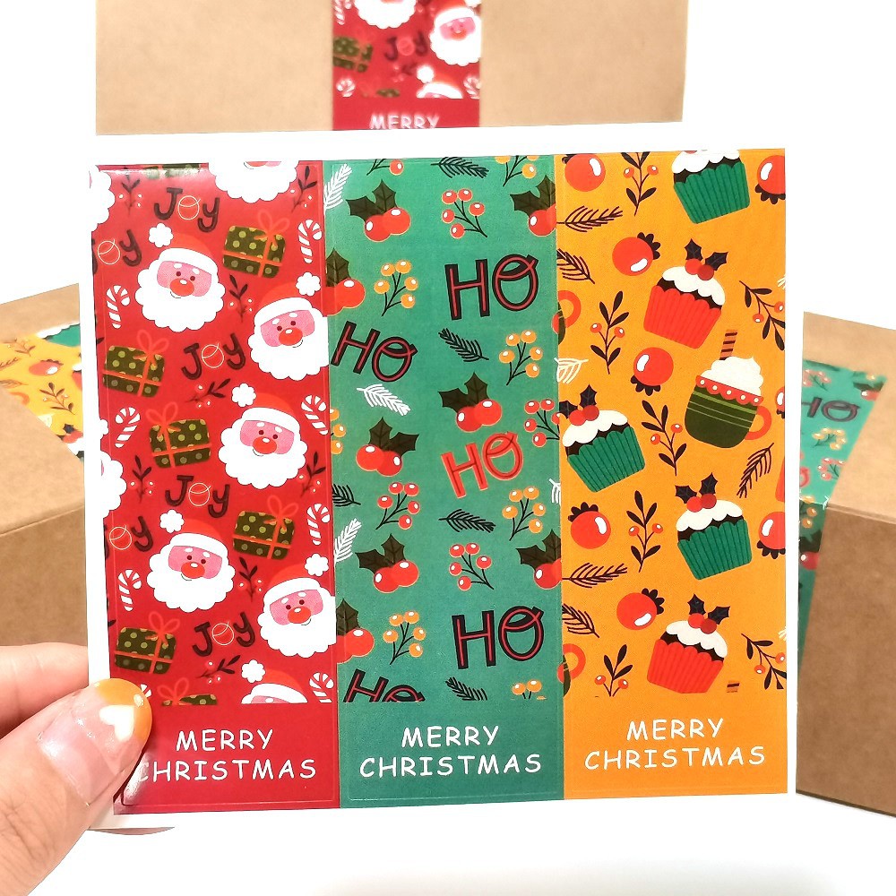30-60Pcs Cute Merry Christmas Stickers 3 Style Red Christmas Decorative Stickers Wrapping Gift Box Label Christmas Tag · v2