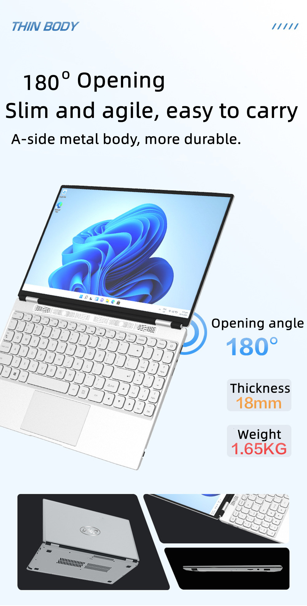 Laptop 15,6 Zoll 2K IPS 16 GB RAM 512 GB SSD Bürocomputer Billiger tragbarer Intel N5105 mit Fingerabdruckerkennung Windows 11