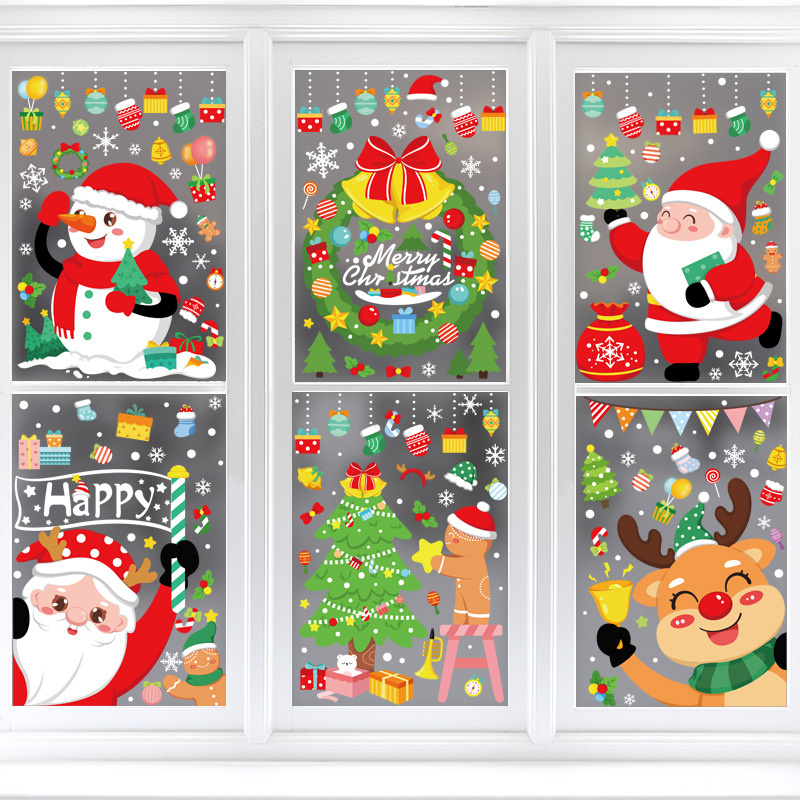 Merry Christmas Window Stickers Snowman Elk Christmas Tree Feliz Navidad Xmas Decor For Home 2022 Kids Favor Santa Claus Gifts · v2