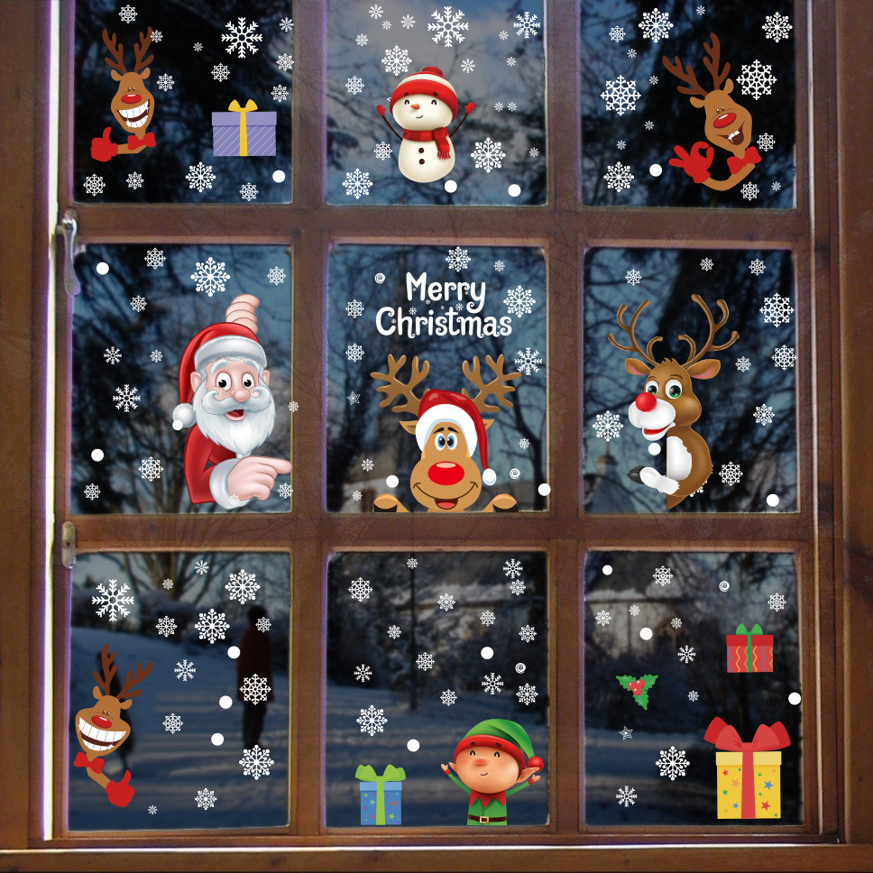 Christmas Wall Stickers Electrostatic Window Glass Sticker Santa Claus Elk Gift Merry Christmas Decor For Home Xmas Ornaments · v2