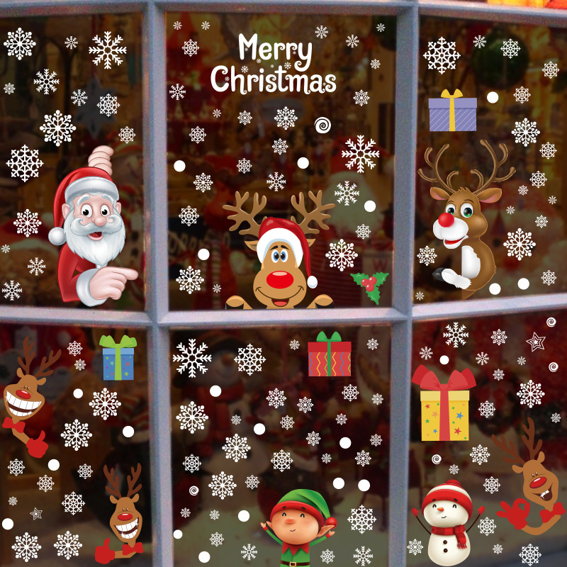 Christmas Wall Stickers Electrostatic Window Glass Sticker Santa Claus Elk Gift Merry Christmas Decor For Home Xmas Ornaments · v2