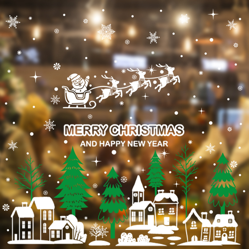 Christmas Santa Claus Elk Snowflakes Glass window Stickers Merry Christmas Decorations For Home Xmas Ornaments Happy New Year · v2