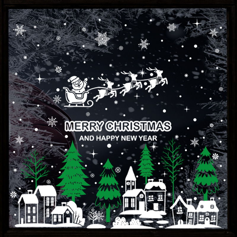Christmas Santa Claus Elk Snowflakes Glass window Stickers Merry Christmas Decorations For Home Xmas Ornaments Happy New Year · v2