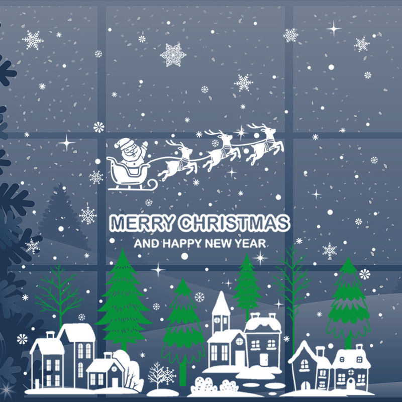 Christmas Santa Claus Elk Snowflakes Glass window Stickers Merry Christmas Decorations For Home Xmas Ornaments Happy New Year · v2