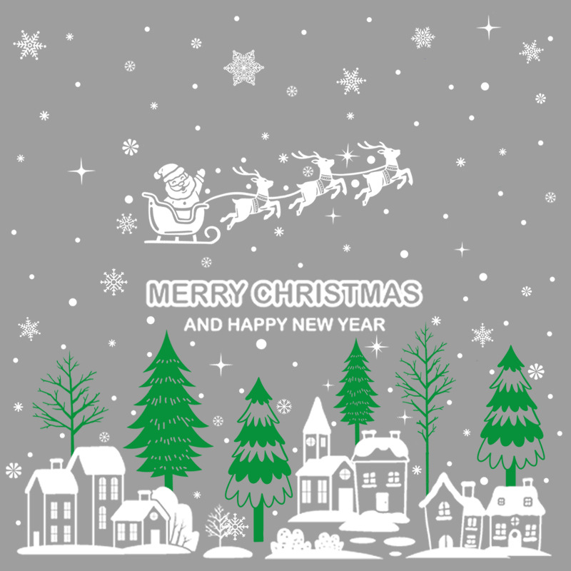 Christmas Santa Claus Elk Snowflakes Glass window Stickers Merry Christmas Decorations For Home Xmas Ornaments Happy New Year · v2