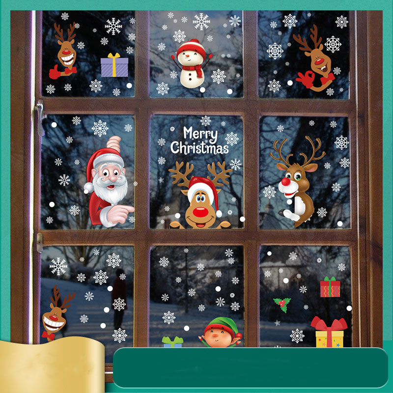 New Christmas Pure White Snowflake Window Stickers Xmas Santa Elk Wall Stickers Mall Home Window Electrostatic Sticker Xmas 2022 · v2