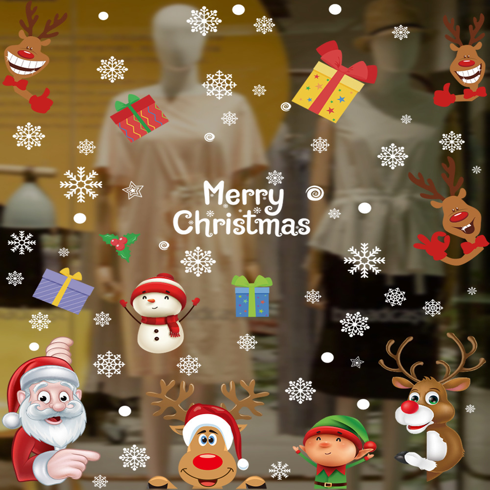 New Christmas Pure White Snowflake Window Stickers Xmas Santa Elk Wall Stickers Mall Home Window Electrostatic Sticker Xmas 2022 · v2