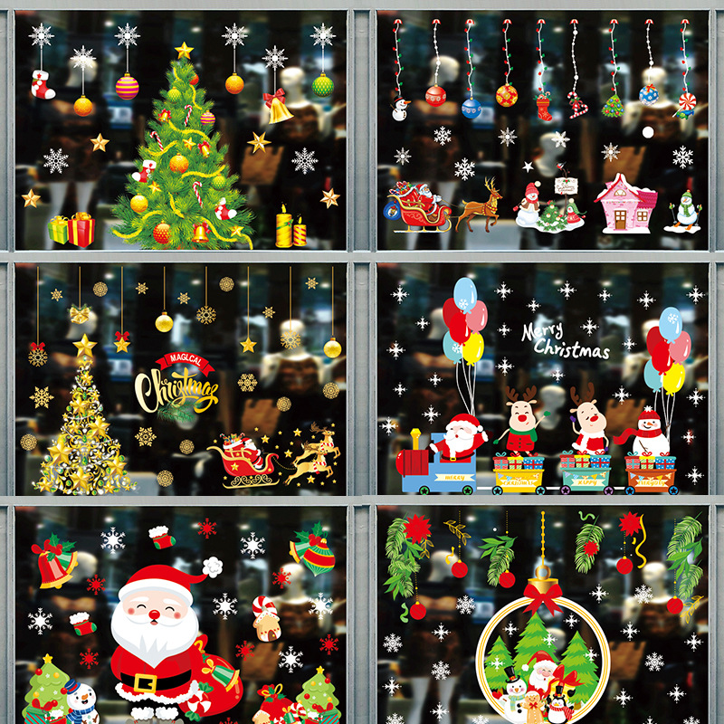 Christmas Window Glass Stickers Atmosphere Layout Xmas Electrostatic Sticker Mirror Wall Stickers Merry Christmas Party Supplies · v2