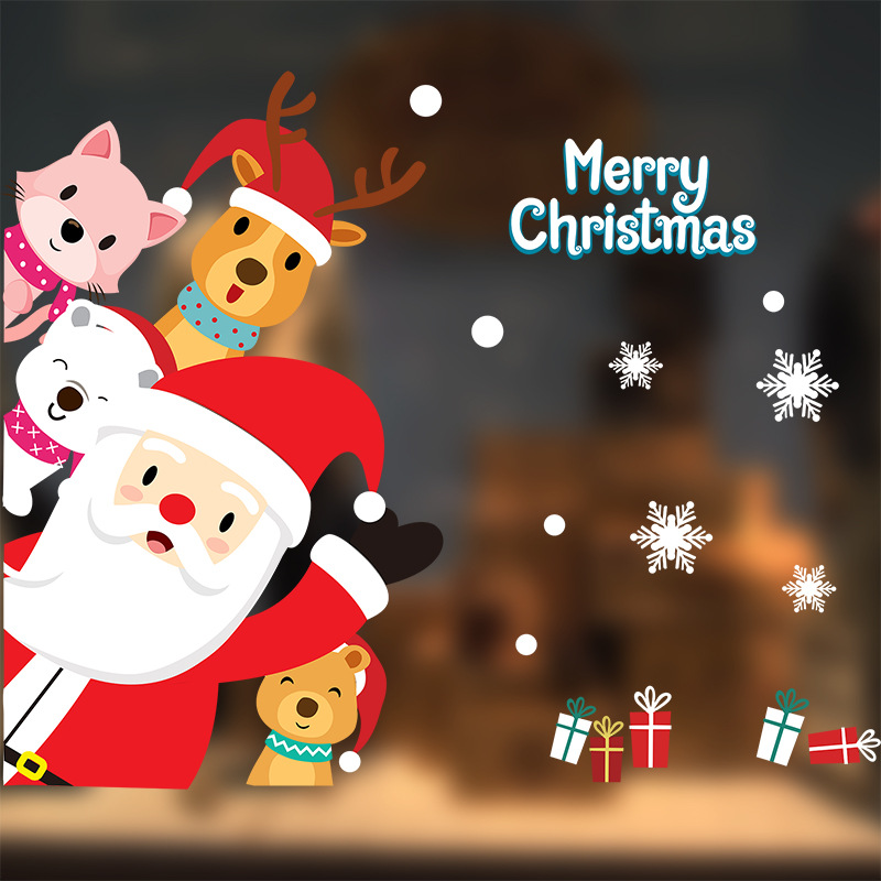 Christmas Window Glass Stickers Atmosphere Layout Xmas Electrostatic Sticker Mirror Wall Stickers Merry Christmas Party Supplies · v2